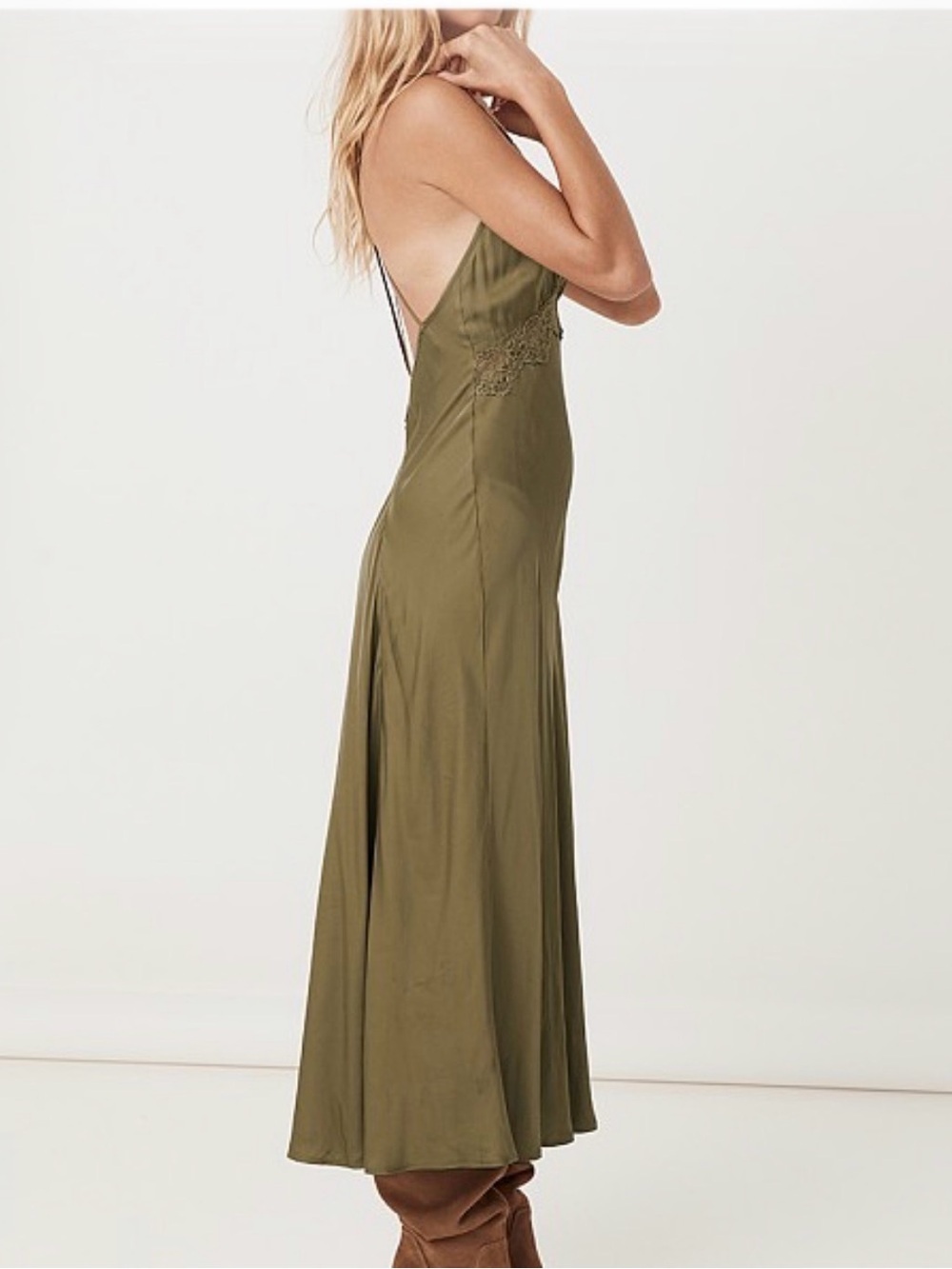 Spell Boudoir Slip Dress Olive Green NWT Size L - Picture 5 of 16